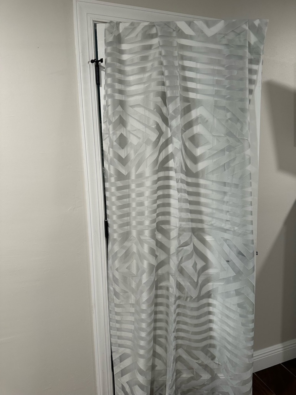 8 panels Grey Sheer Geometric  Curtains 116” X 52”